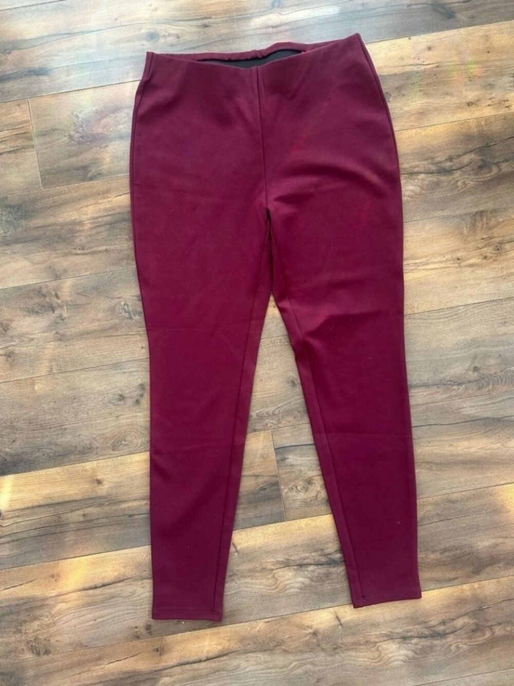 Burgundy Pull-On Slim Leg Pants